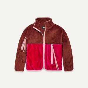 NWT- UGG-Marlene Sherpa Jacket II- pink and brown- Size medium